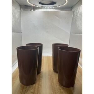 Set of 4 Rubbermaid Brown‎ Tumbler Cups J3036 Vintage Retro Drinkware